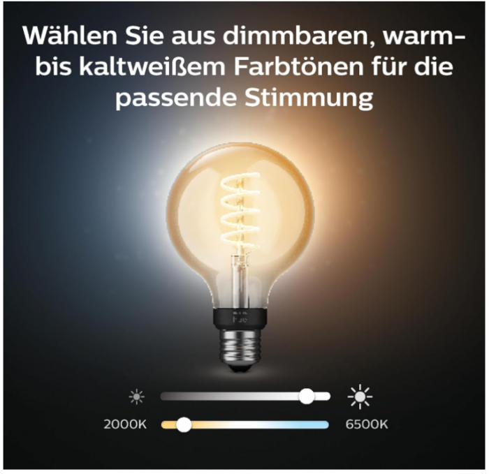 Bec LED Philips Hue White E27 G93 550 lm, lumină albă caldă [3]