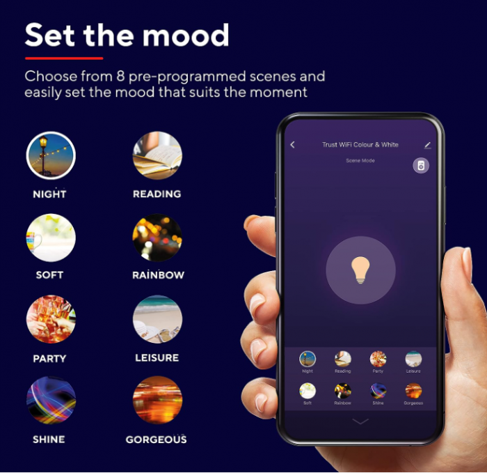 Bec LED Trust WiFi E14 Smart, cu culori, RGB de 2,4 GHz, Pachet de 2 [4]