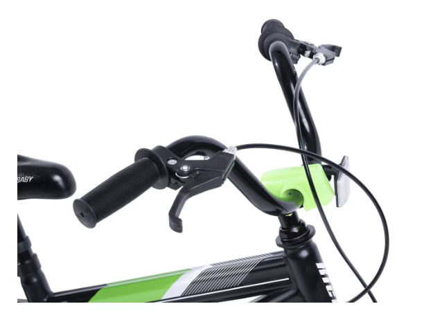 Bicicleta pentru copii de 4-6 ani Rich Baby Cool, cu roti ajutatoare, roti de 16 inch, negru/verde [12]