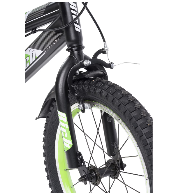 Bicicleta pentru copii de 4-6 ani Rich Baby Cool, cu roti ajutatoare, roti de 16 inch, negru/verde [10]