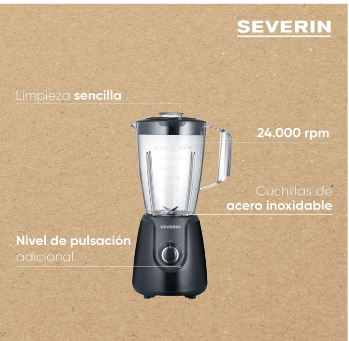 Blender Severin SM 3707 cu recipient, 1.5L, 600W, negru [4]