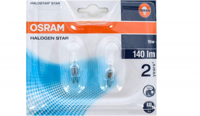 Set 2 becuri OSRAM, halogen, G4, 10W, 12V, 4008321201812 [1]