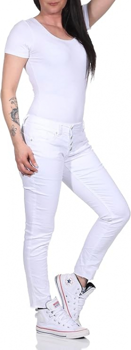 Blugi skinny pentru femei Buena Vista Malibu 7/8 Stretch Twill, alb, XL [5]