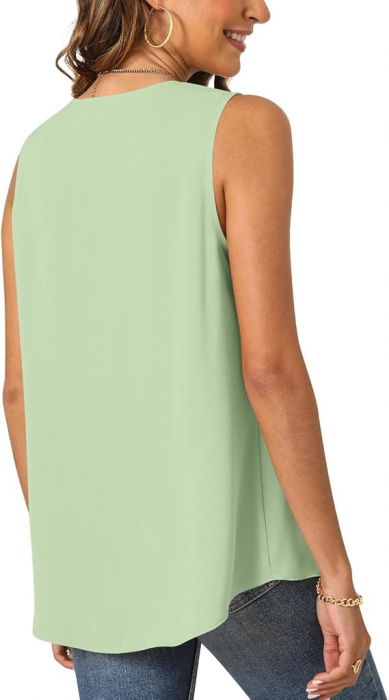 Bluza casual fara maneci pentru femei Bestbee, decolteu în V, XL [3]