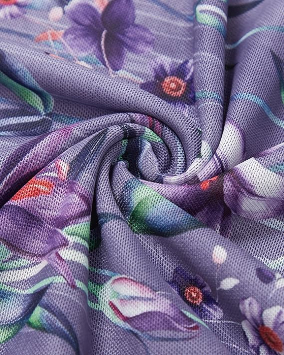 Bluza de dama VALOLIA, cu maneci 3/4, model floral, violet, XXL [4]