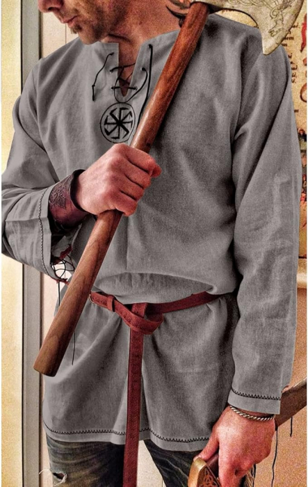 Bluza de in cu maneca lunga pentru barbati VANVENE, gri, LBluza de in cu maneca lunga pentru barbati VANVENE, gri, L [4]