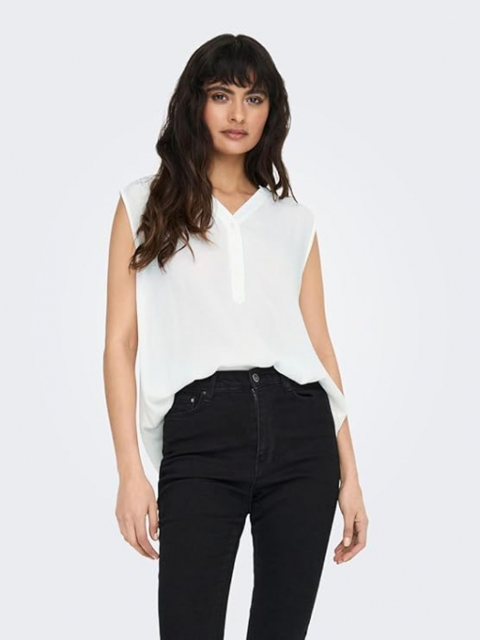 Bluza fara maneci pentru femei ONLY Onljette Life S/L Top Wvn Noos, alb, 38 [3]