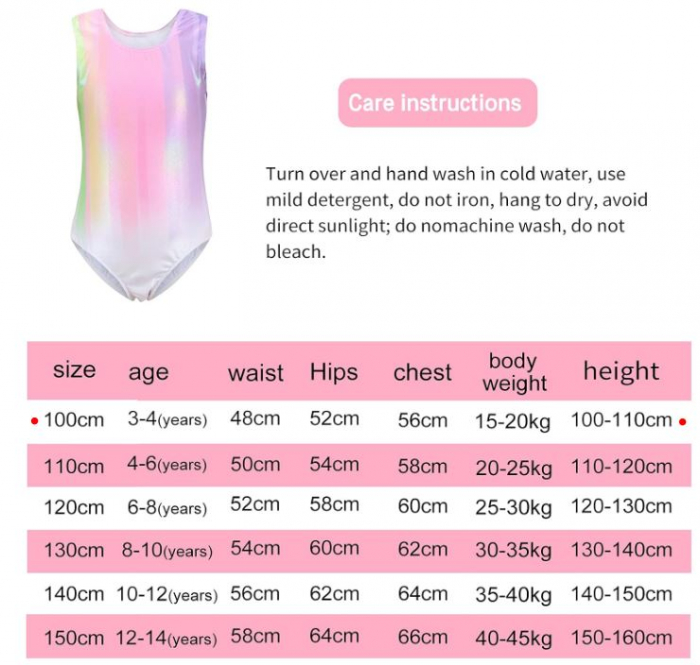 Body gimnastica pentru fete Bezonier, fara maneci, multicolor, 100 (3-4 ani) [10]