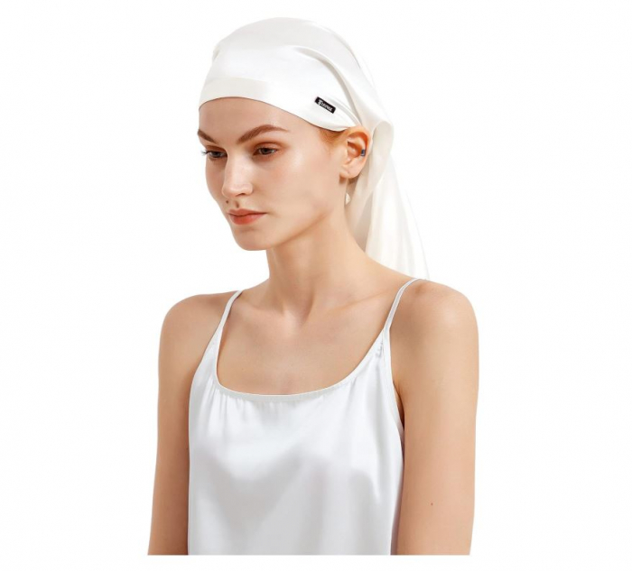 Boneta de dormit pentru femei LilySilk, din matase, alb [1]