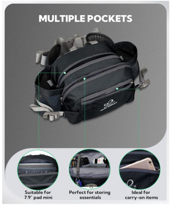 Borseta multifunctionala pentru drumetii WATERFLY, cu compartiment pentru sticla, impermeabila [2]