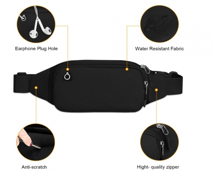 Borseta sport LOTISIE, pentru alergare, unisex, negru [2]