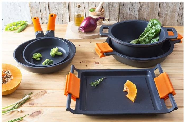 BRA Efficient Cratiță de 28 cm cu capac de sticlă și mânere din silicon, rezistentă la inducție [2]