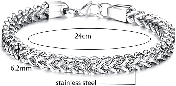 Brățară bărbătească din oțel inoxidabil, LEEQBCR, argintiu [7]