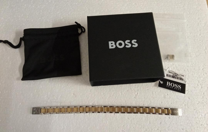 Brățară bicoloră elegantă pentru bărbați BOSS Metal Links Essentials Collection 1580195, argintiu/auriu [2]