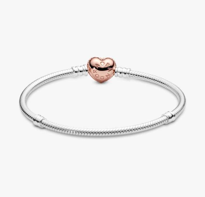 Bratara dama Pandora Moments 586292CZ Pavé Heart, argintiu/rose gold [7]