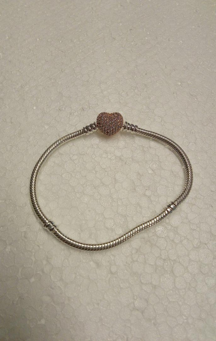 Bratara dama Pandora Moments 586292CZ Pavé Heart, argintiu/rose gold [4]
