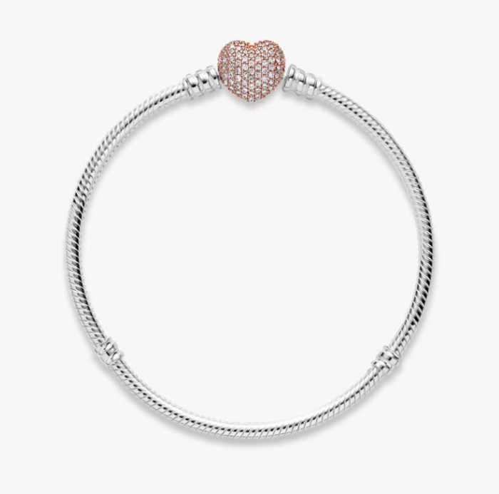 Bratara dama Pandora Moments 586292CZ Pavé Heart, argintiu/rose gold [6]