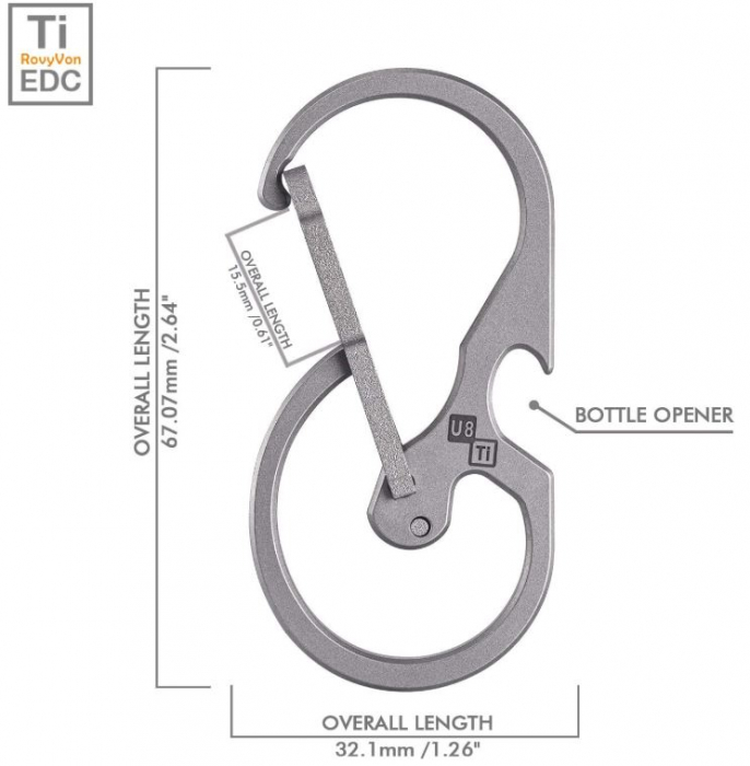 Breloc RovyVon U8, carabină din titan cu deschizător de sticle [5]