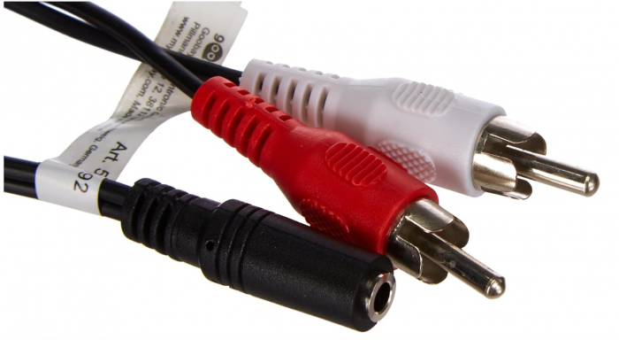 Cablu audio 0,2 m, mufă stereo de 3,5 mm (mama) la 2 x mufă RCA (tata), Goobay AVK 179-020 [4]