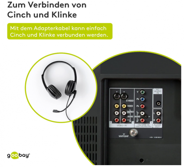 Cablu audio 0,2 m, mufă stereo de 3,5 mm (mama) la 2 x mufă RCA (tata), Goobay AVK 179-020 [6]