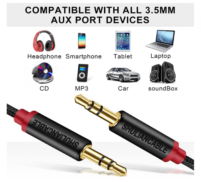 Cablu Audio SHULIANCABLE de 3.5 mm din nailon, 2m [2]