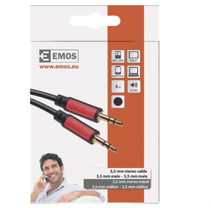 Cablu audio stereo EMOS, mufa jack 3.5 mm tata la jack 3.5 mm tata, 3m [3]