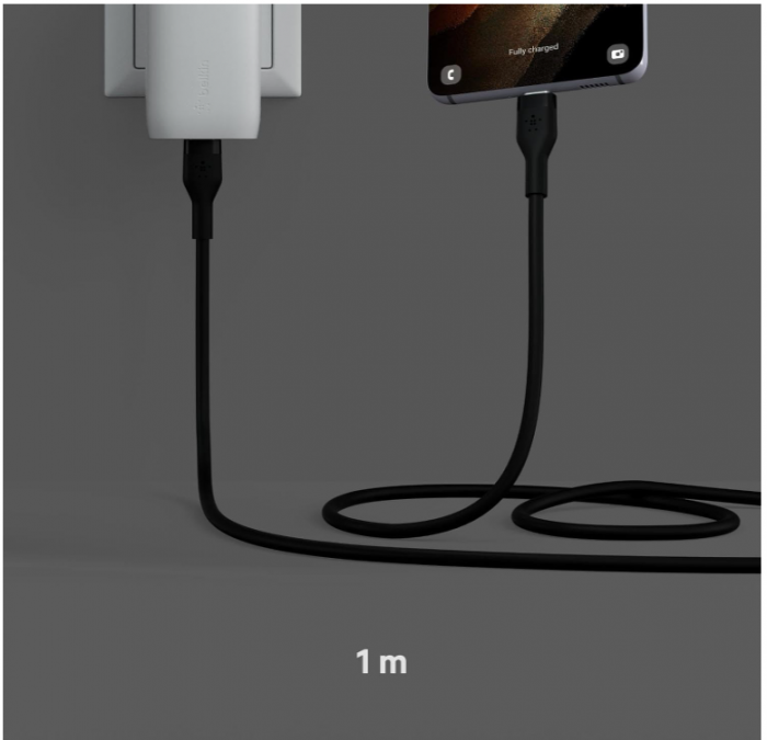 Cablu de încărcare USB C din silicon Belkin BoostCharge Flex, certificat USB-IF, 1 m, negru [7]