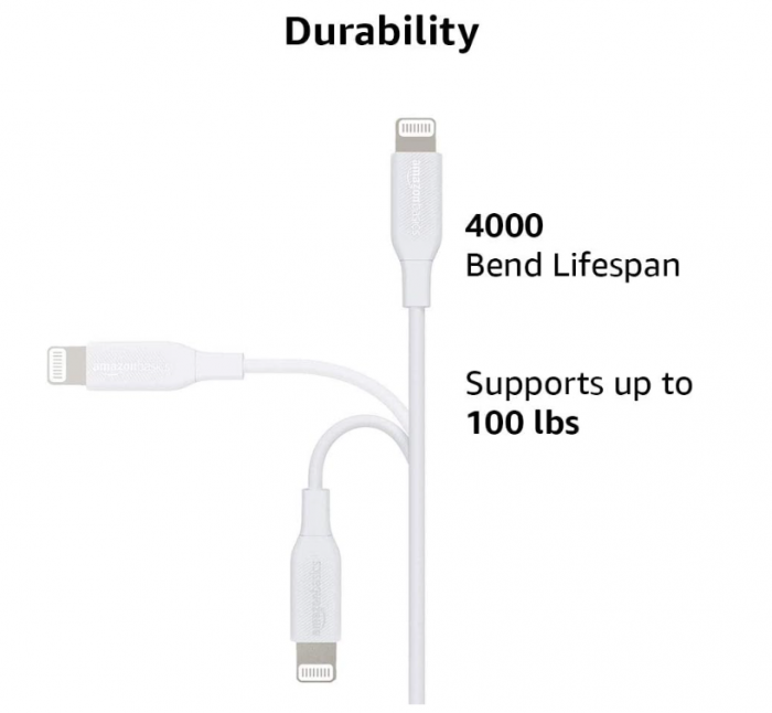 Cablu de încărcare USB-C la Lightning ABS Amazon Basics, pentru Apple, 1 metru, alb [2]