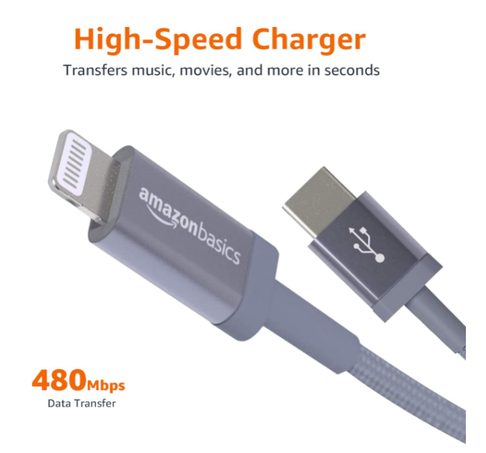 Cablu de încărcare USB-C la Lightning Amazon Basics, cablu împletit din nailon, 1.8 m [4]