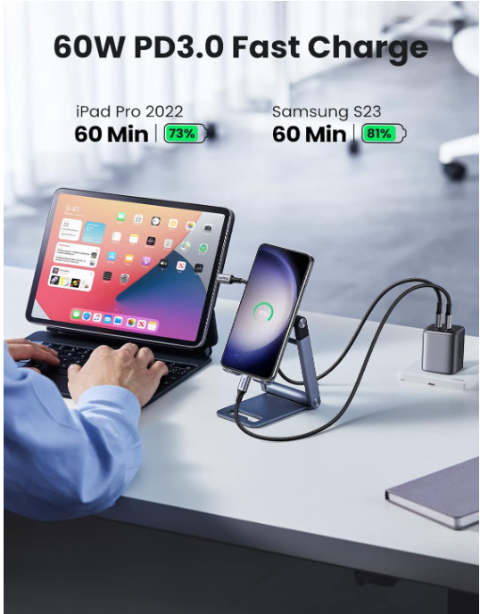 Cablu de încărcare USB C la USB C UGREEN, 60 W, 1 metru [3]