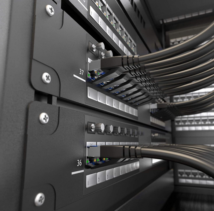 Cablu de rețea Ethernet Cat 7 (10 Gbit/s, fibră optică, mufă RJ45, negru) [6]