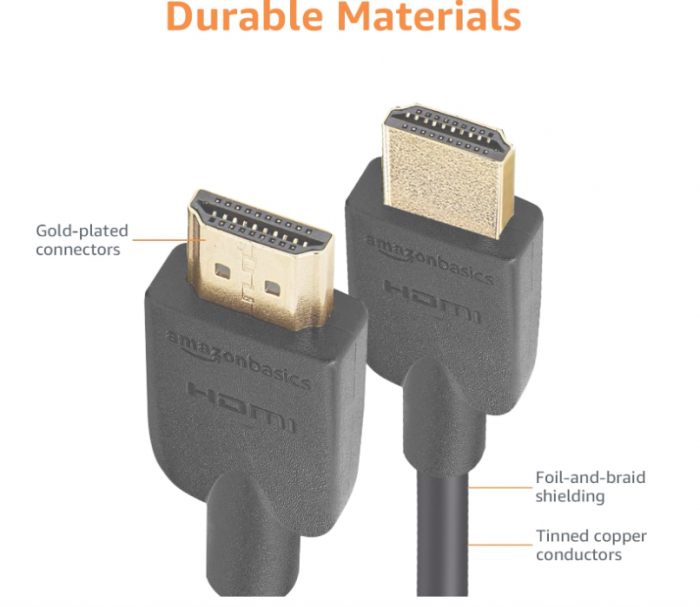 Cablu HDMI de mare viteză Amazon Basics, 18 Gbps, 4K/60Hz, 183 cm, negru [4]