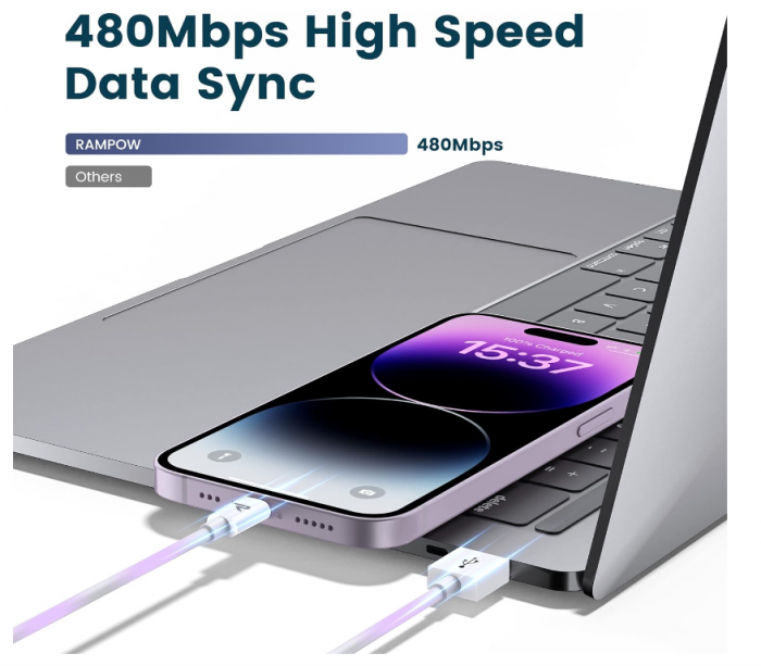 Cablu Rampow Lightning, cablu de încărcare iPhone, 1m, alb [5]