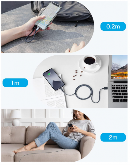 Cablu Rampow Lightning, cablu scurt de încărcare iPhone, 20 cm [8]