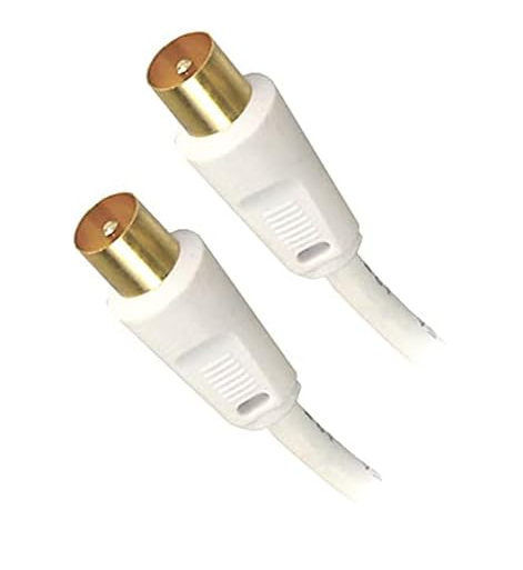 Cablu TV coaxial APM 408016, 10 m, masculin la masculin, adaptor mamă, alb [4]