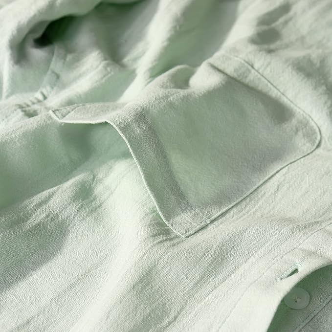 Cămașă casual de vară LVCBL, cu mâneci lungi pentru bărbați, verde, XXL [4]