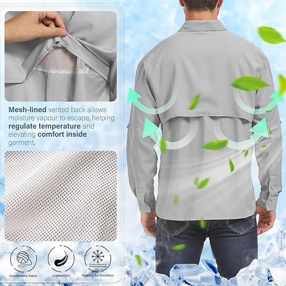 Camasa cu maneca lunga pentru barbati Mosingle, protectie UV, gri, XL [3]