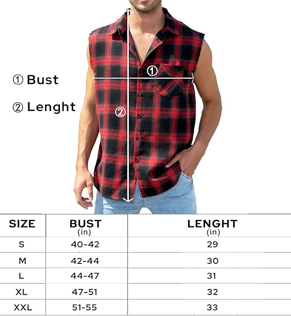 Cămașă de flanel în carouri fără mâneci pentru bărbați JG JENNY GHOO [5]