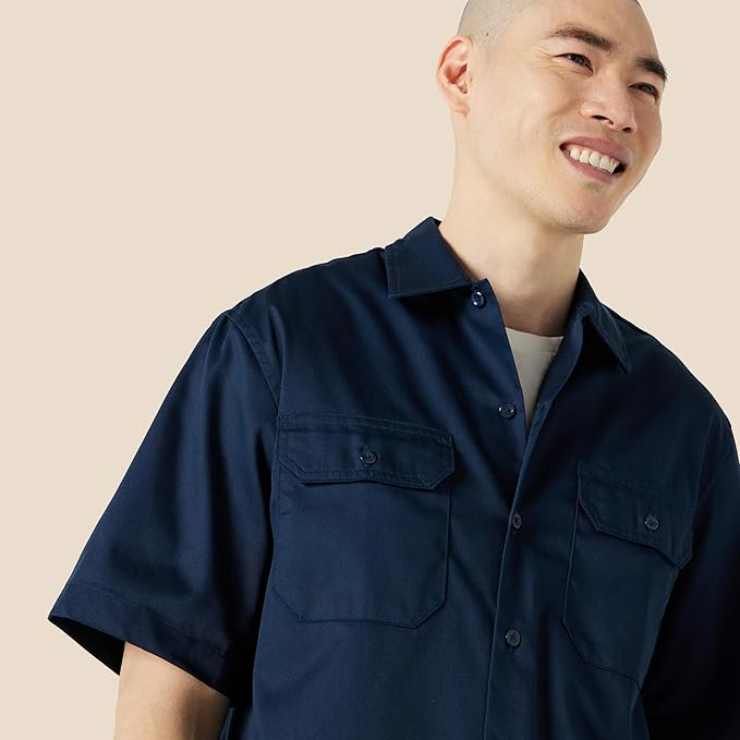 Cămașă de lucru cu mânecă scurtă Amazon Essentials pentru bărbați, bleumarin, L [4]