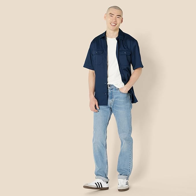 Cămașă de lucru cu mânecă scurtă Amazon Essentials pentru bărbați, bleumarin, L [5]