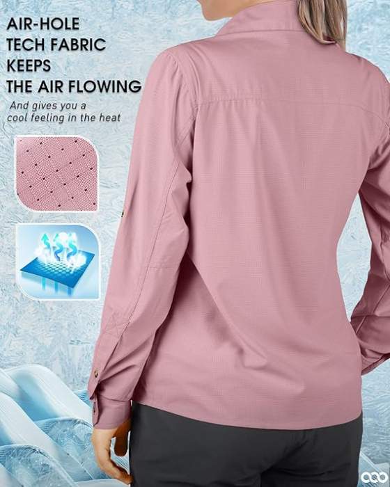 Camasa pentru femei 33,000ft, cu protectie UV UPF50+, roz, XL [2]