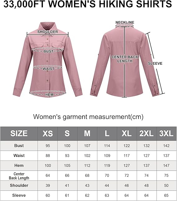 Camasa pentru femei 33,000ft, cu protectie UV UPF50+, roz, XL [6]