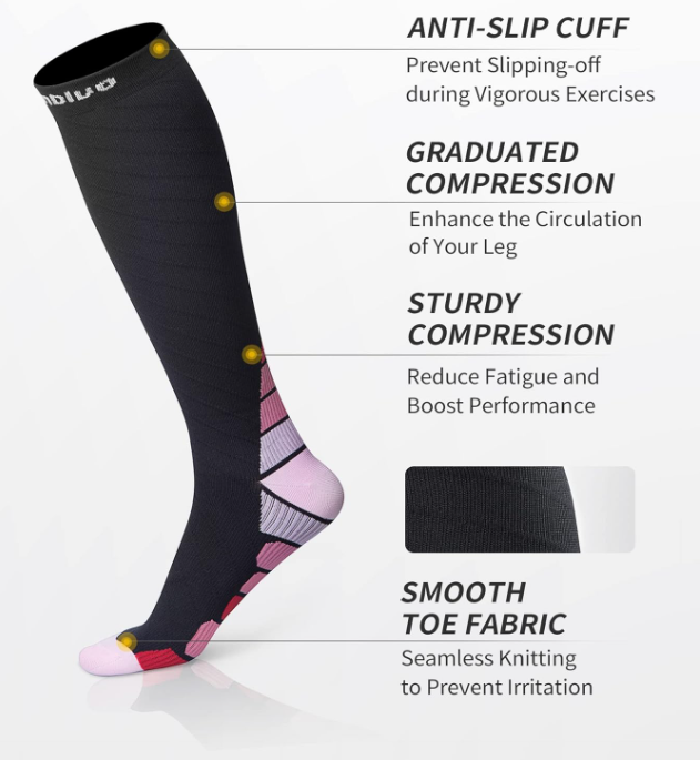 CAMBIVO 2 perechi de ciorapi compresivi unisex, XXL, 41-47 [4]