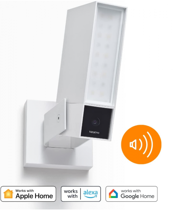 Cameră de supraveghere de exterior inteligentă Netatmo cu sirenă de 105 dB, WiFi, detectarea mișcării, vedere nocturna, alb, NOC-SW-IB [5]