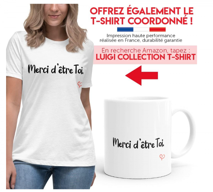 Cana pentru cadou cu mesaj "Merci d'etre Toi" (Mulțumesc că ești tu), ceramica, 320 ml [5]