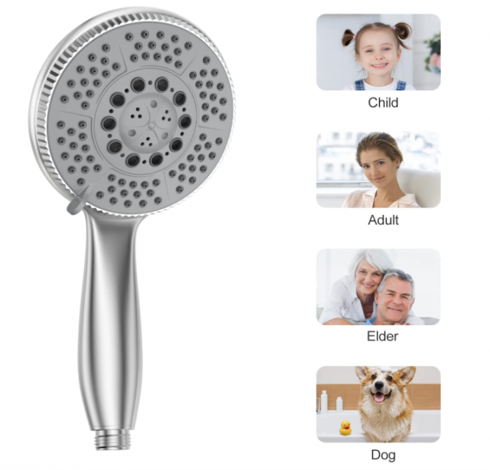 Cap de duș de înaltă presiune cromat cu duză din silicon [2]