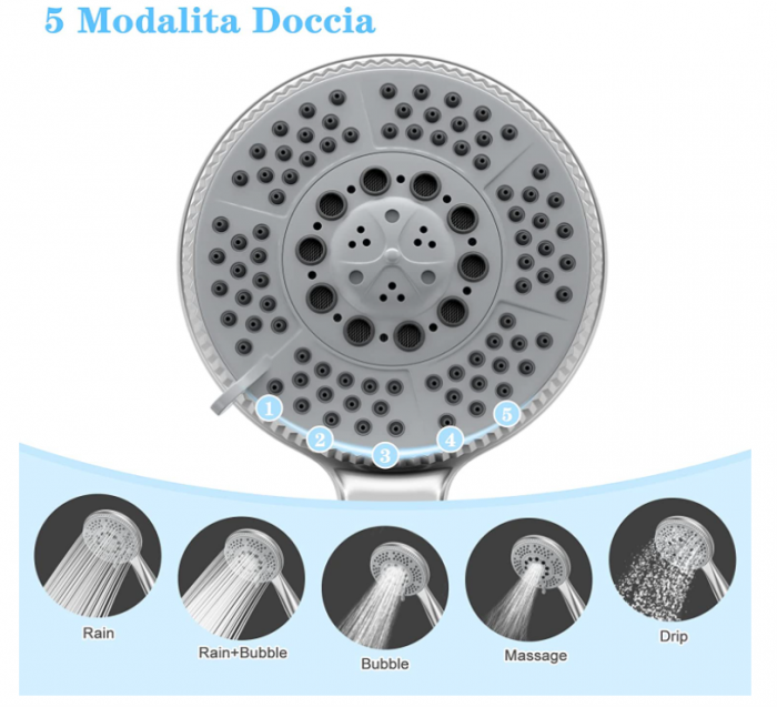 Cap de duș de înaltă presiune cromat cu duză din silicon [3]