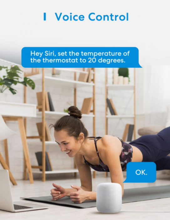 Cap termostatic inteligent pentru radiator Meross compatibil cu HomeKit, Wifi, M30 x 1,5 mm, 6 adaptoare [5]