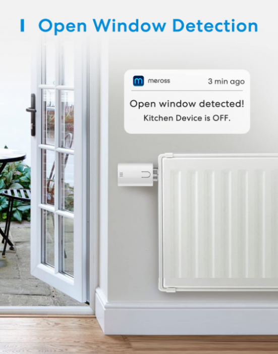 Cap termostatic inteligent pentru radiator Meross compatibil cu HomeKit, Wifi, M30 x 1,5 mm, 6 adaptoare [6]