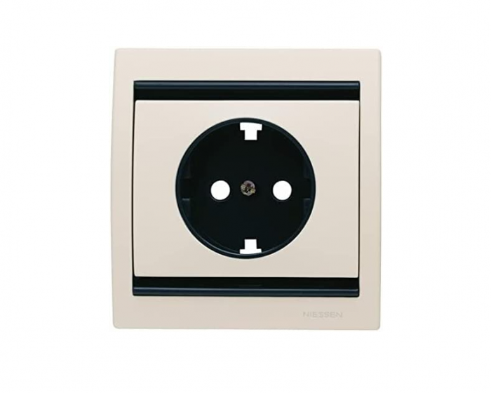 Capac priza Niessen cu 2 poli + unde de pamant laterale cupru satinat [1]